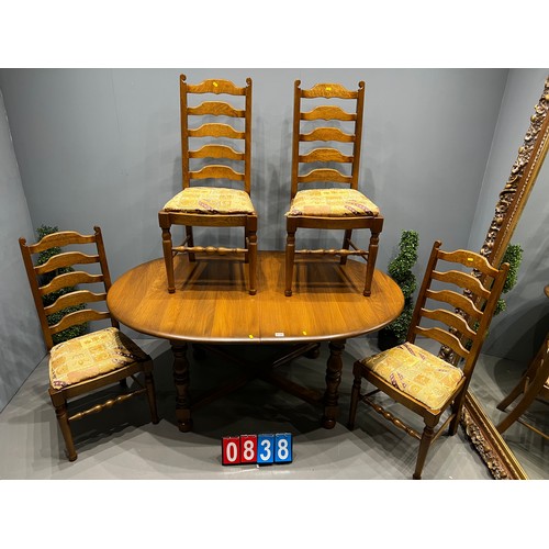 838 - Ercol oval table + 4 ladder back chairs