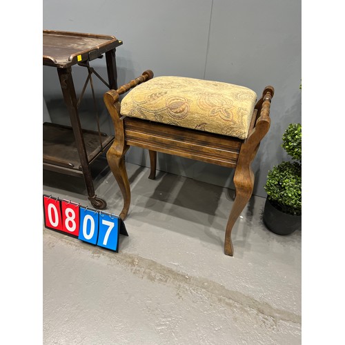 807 - Edwardian piano stool + folding trolley