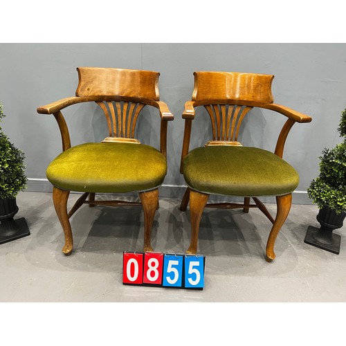 855 - Pair of early 20th century library chairs nice quality