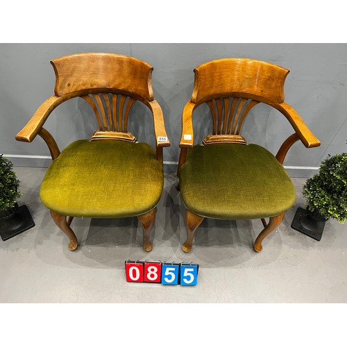 855 - Pair of early 20th century library chairs nice quality