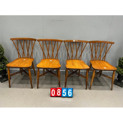 856 - Set of 4 ercol blonde candle stick chairs