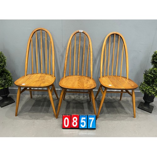 857 - 3 Ercol blonde Quaker chairs