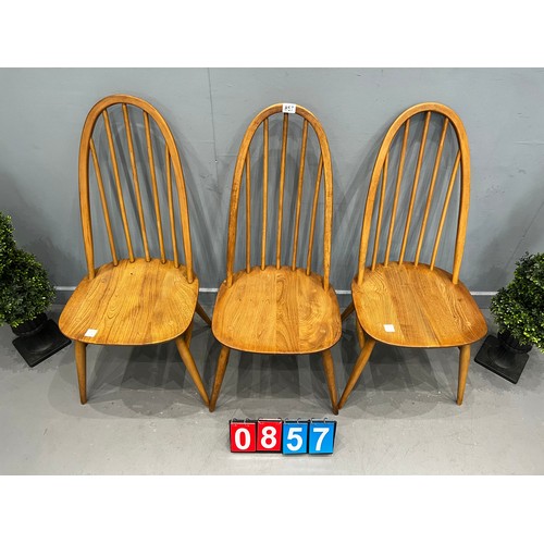 857 - 3 Ercol blonde Quaker chairs