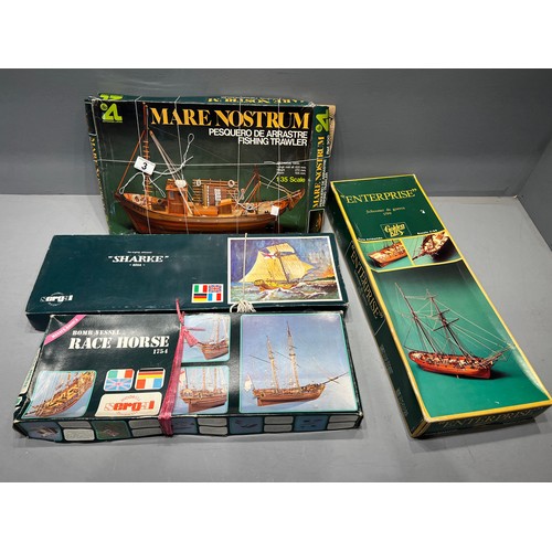 3 - 4 Boxed vintage model ship kits