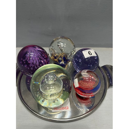 6 - 5 Glass paperweights