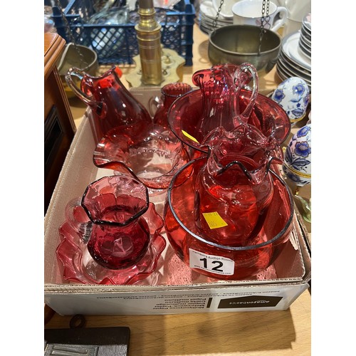 12 - Quantity cranberry glass
