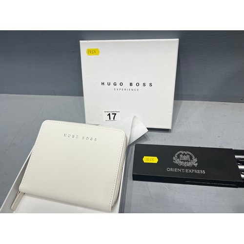 17 - Orient-express boxed pen set + Hugo boss note wallet