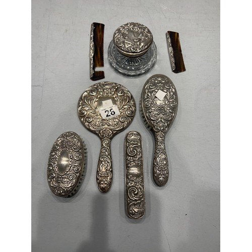28 - Dressing table set brushes combs possibly silver