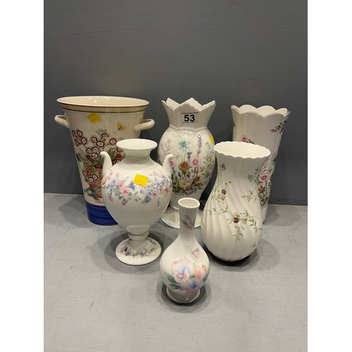 53 - 6 Assorted aynsley vases