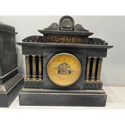 72 - 2 Slate mantle clocks