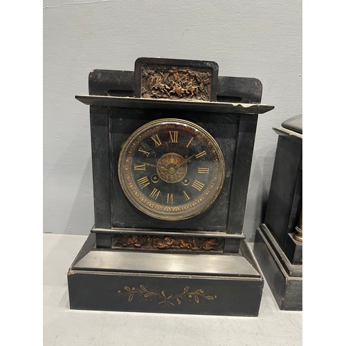 72 - 2 Slate mantle clocks