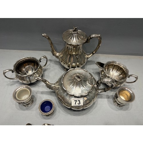 73 - Good quality silver plate tea set & cutlery