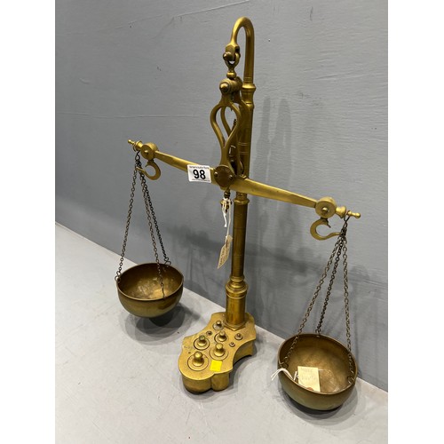 98 - Brass scales & weight