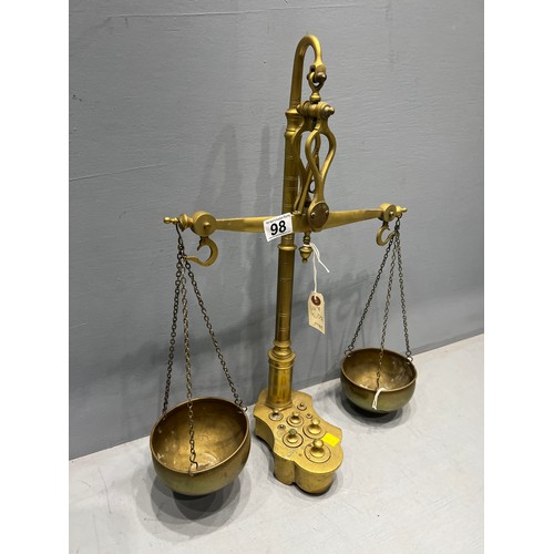 98 - Brass scales & weight