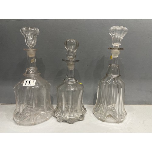 112 - 3 Victorian bell decanters