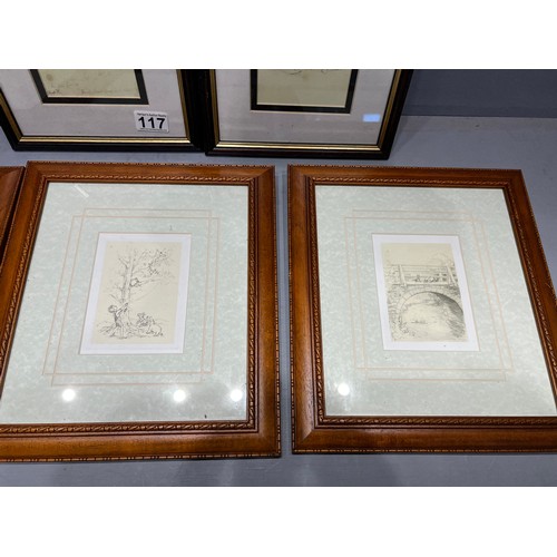 117 - Winnie the poo framed pencil drawings