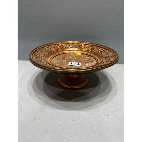 174 - Heavy copper dish on stand