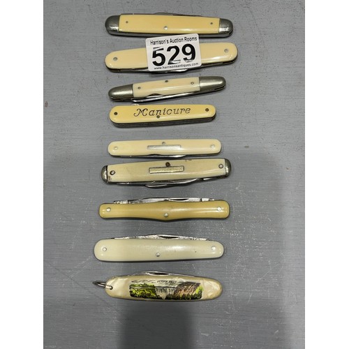 529 - 9 Assorted penknives