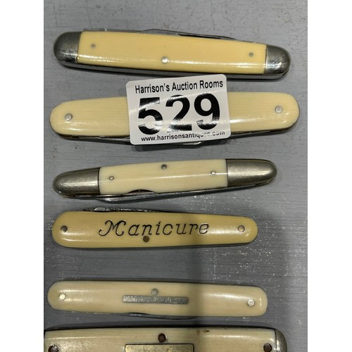 529 - 9 Assorted penknives