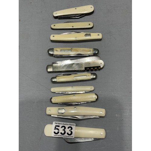 533 - 10 Assorted penknives