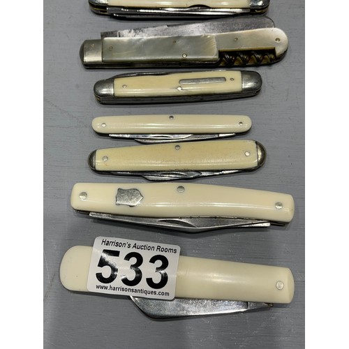 533 - 10 Assorted penknives