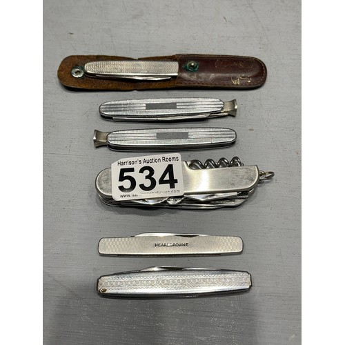 534 - 6 Assorted pen knives