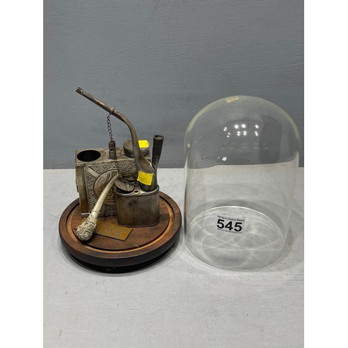 545 - Vintage smoking set in glass dome