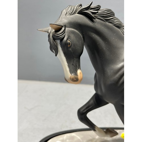 546 - 'Arabian knight' horse figure on plynth by lenox sculptures