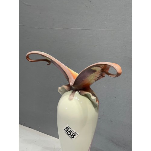 558 - Tall Franz porcelain paillon vase stunning piece