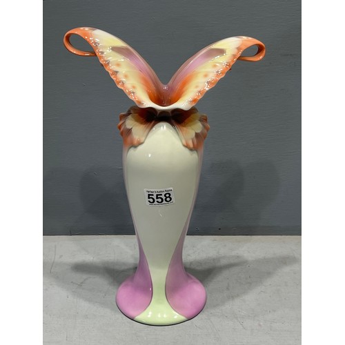 558 - Tall Franz porcelain paillon vase stunning piece