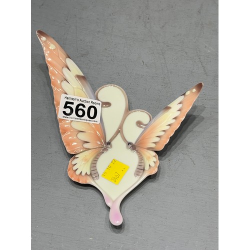 560 - Franz porcelain butterfly picture frame + tray