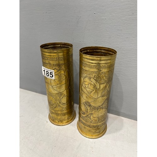 185 - Pair WW1 Brass shell cases