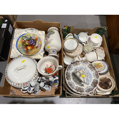 193 - 2 Boxes pottery portmerion etc