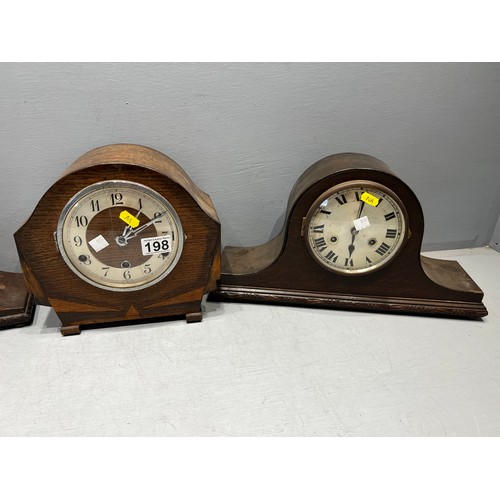 198 - 3 Oak mantle clocks