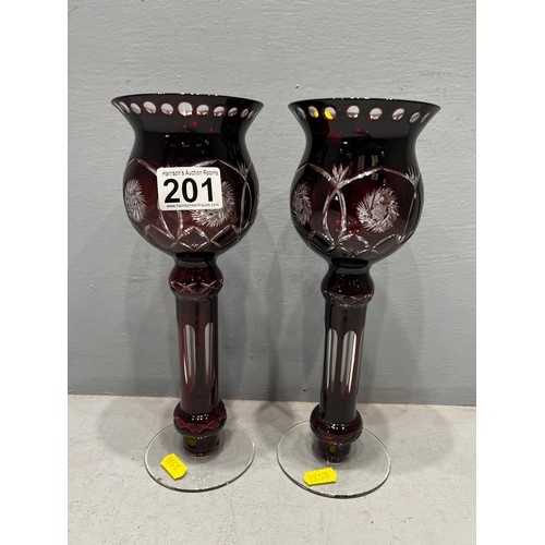 201 - 2 Cut glass vases