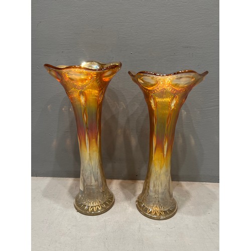 202 - Pair carnival glass vases