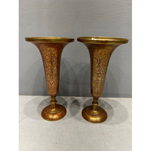 205 - Pair brass vases