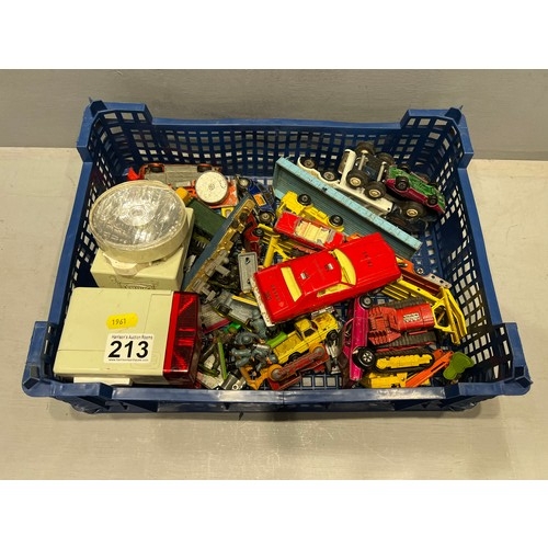 213 - Tray toy cars, figures etc