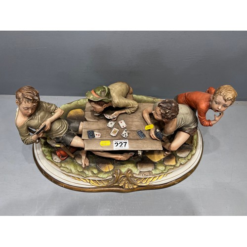 227 - Large capo de monte figure 'boys playing cards' A/F