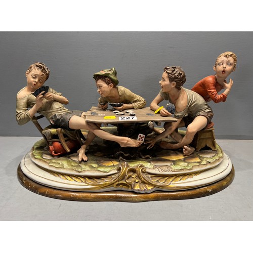 227 - Large capo de monte figure 'boys playing cards' A/F