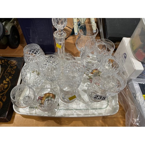 235 - Quantity meissen etc cut glass wine glasses, decanter