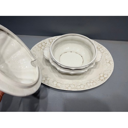 280 - Large white platter + lidded tureen