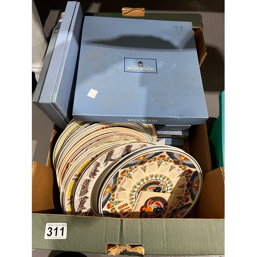 311 - 2 Boxes dresser/wall plates Wedgwood etc