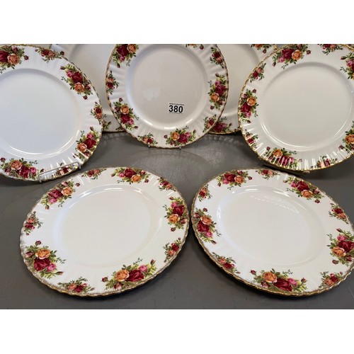 380 - 9 Royal albert country rose dinner plates