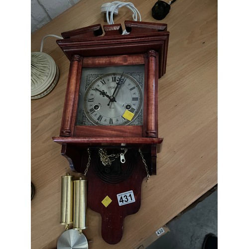 431 - Wall clock with weights & pendulum