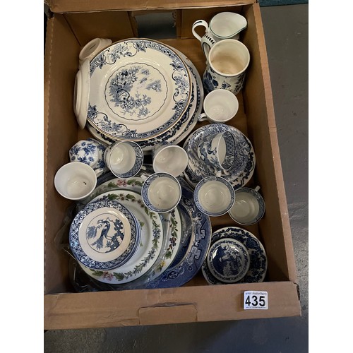 435 - 2 Boxes pottery & glass