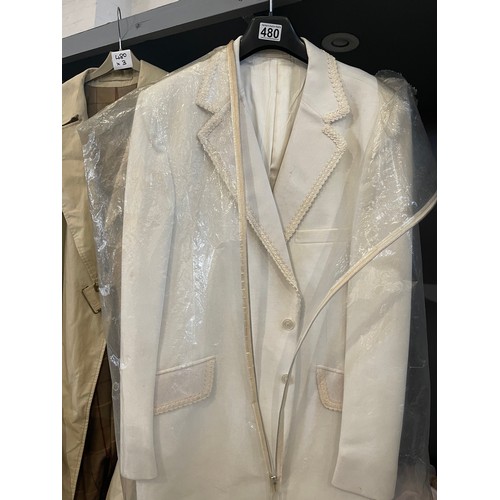 480 - Cream trench coat cream jacket + smokers jacket from theatrical company