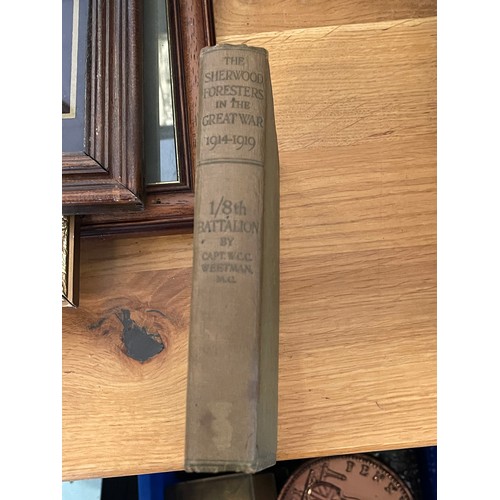 501 - Royal air force flying log book + Sherwood foresters in the great war book 1914-1919 + 2 RAF hats