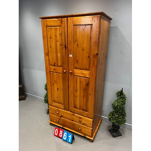 861 - Pine wardrobe and 2 drawers