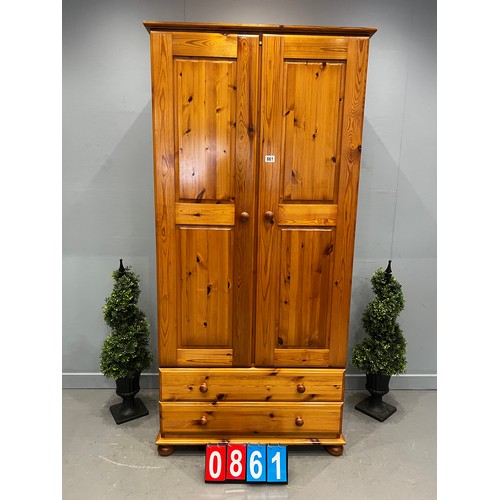 861 - Pine wardrobe and 2 drawers